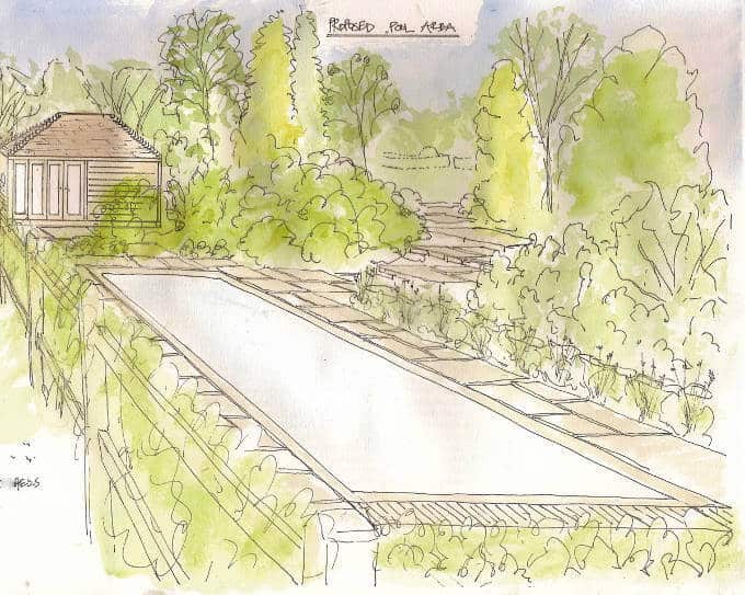 Pool area sketch