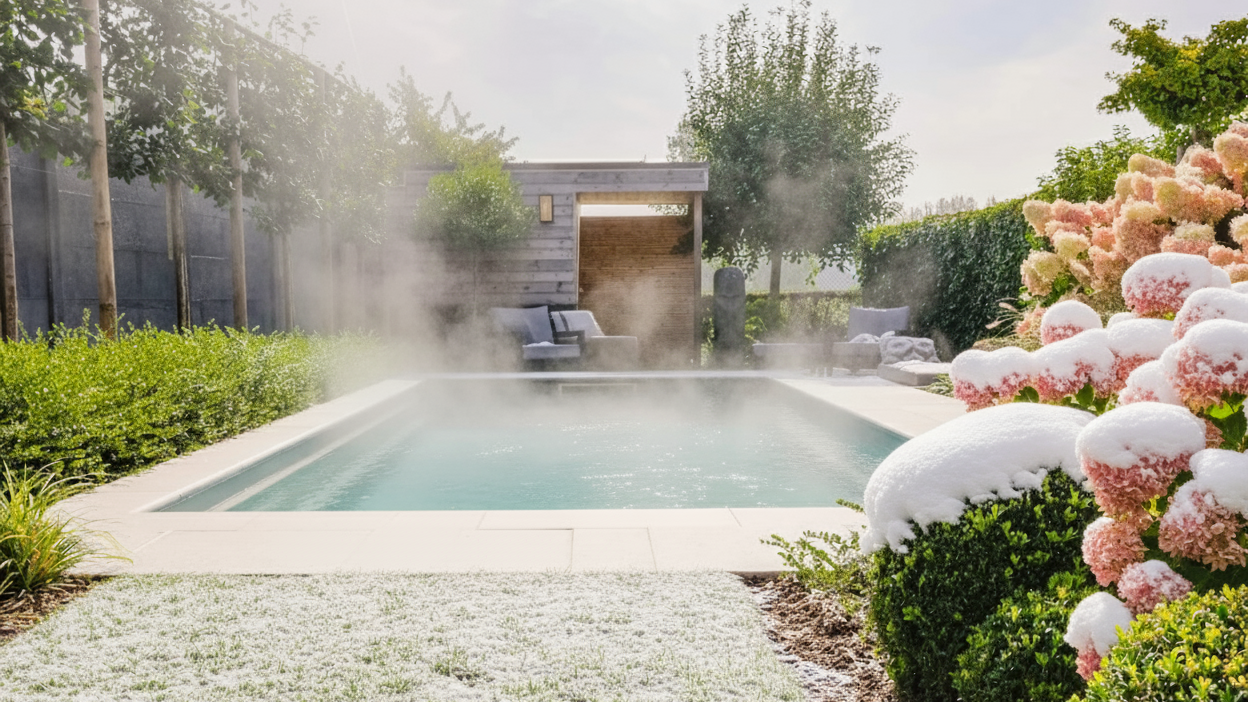 winter pool scene